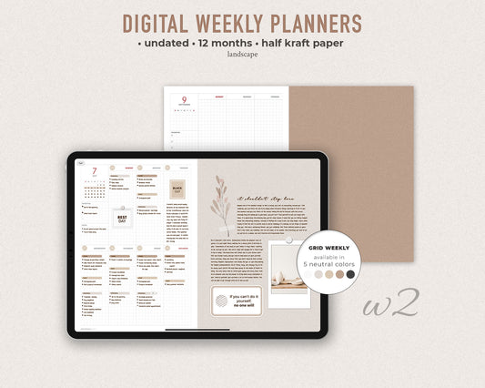 Undated Digital Weekly Planner - w2