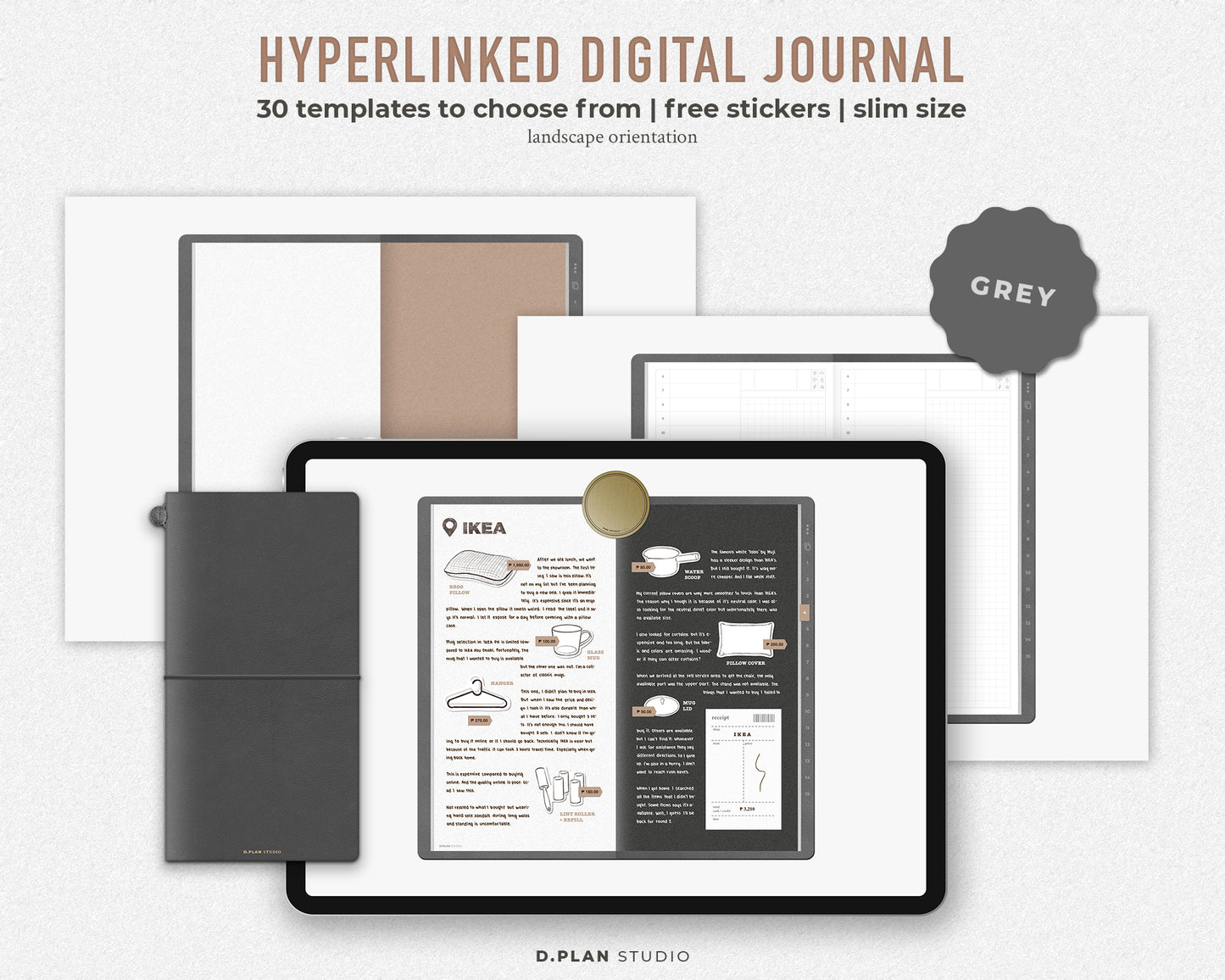 Hyperlinked Digital Journal Slim - Grey