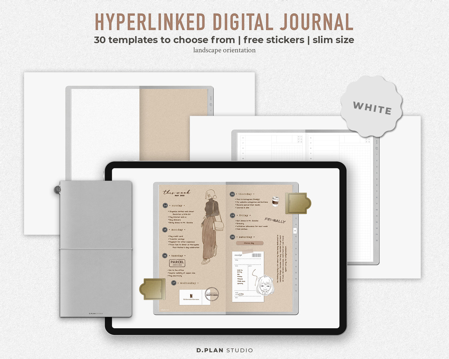 Hyperlinked Digital Journal Slim - White