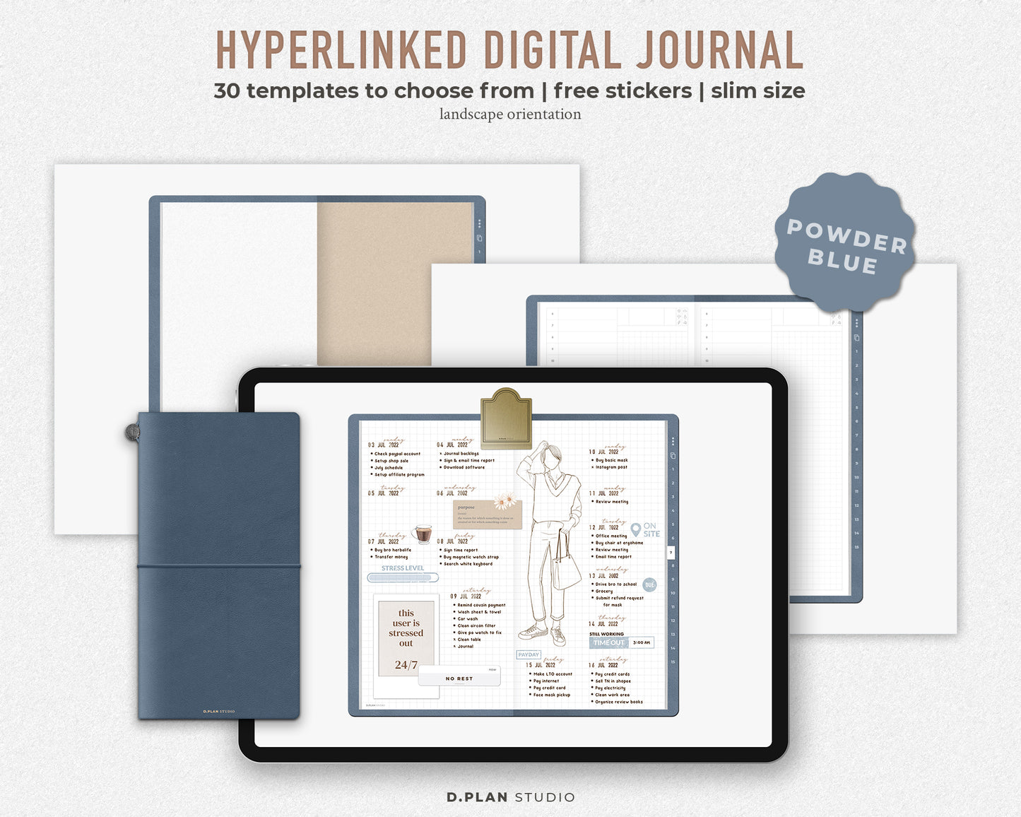 Hyperlinked Digital Journal Slim - Powder Blue