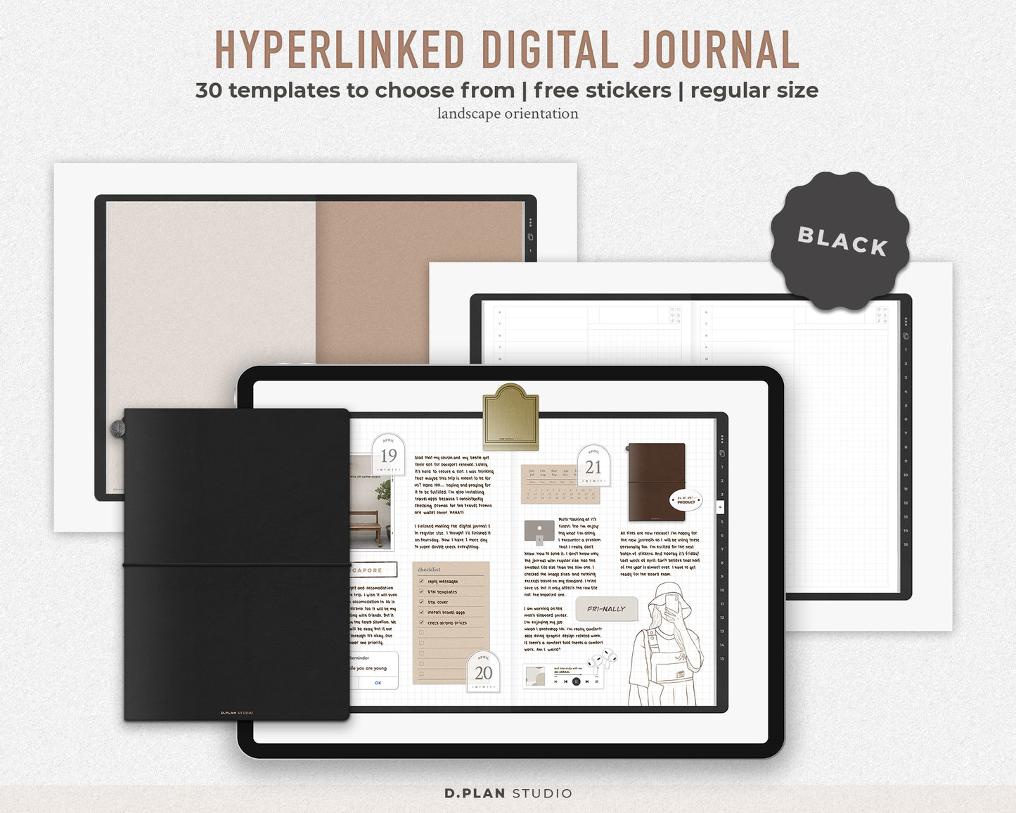 Hyperlinked Digital Journal Regular - Black