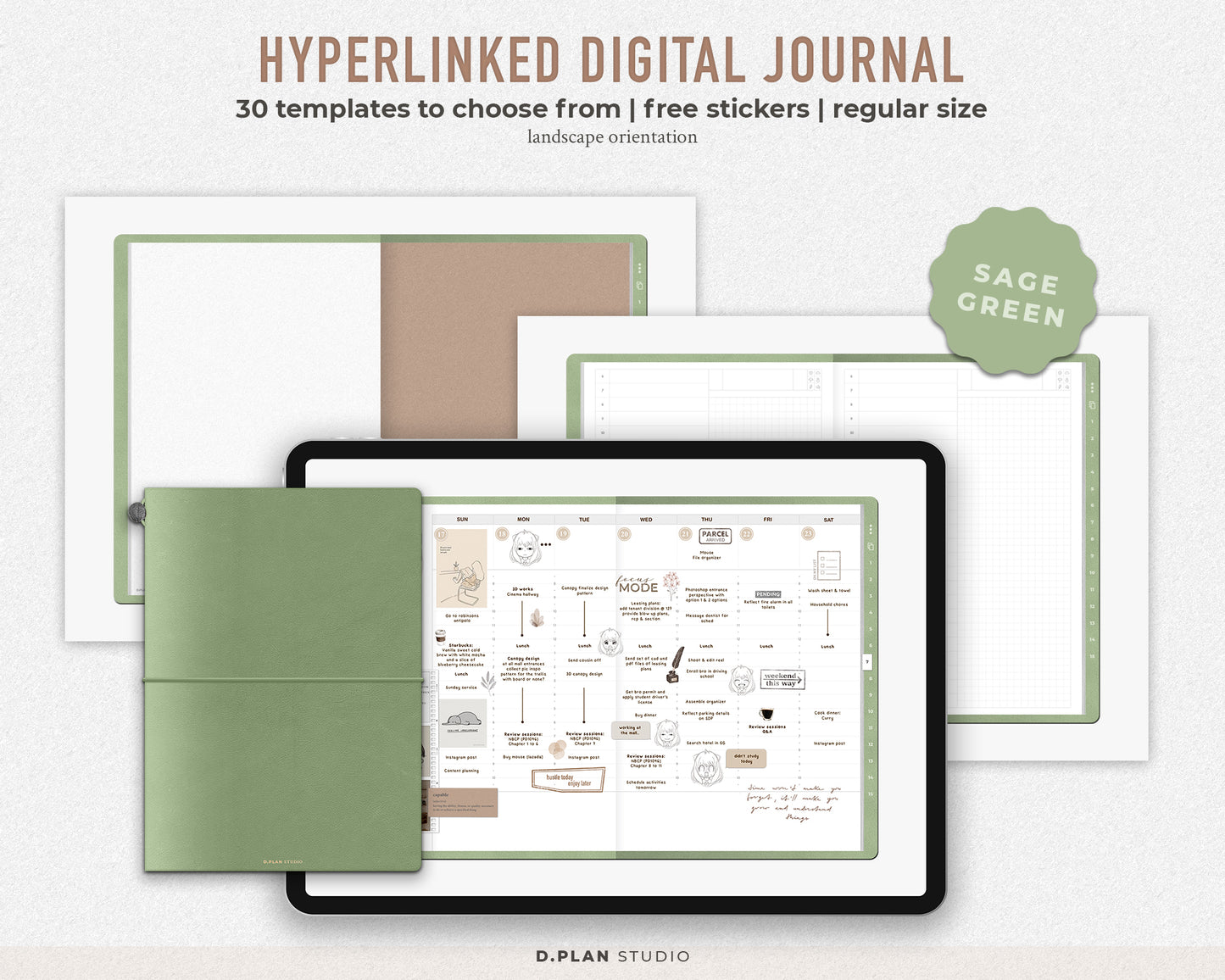 Hyperlinked Digital Journal Regular - Sage Green