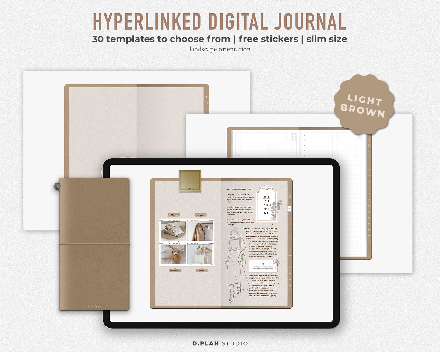 Hyperlinked Digital Journal Slim - Light Brown