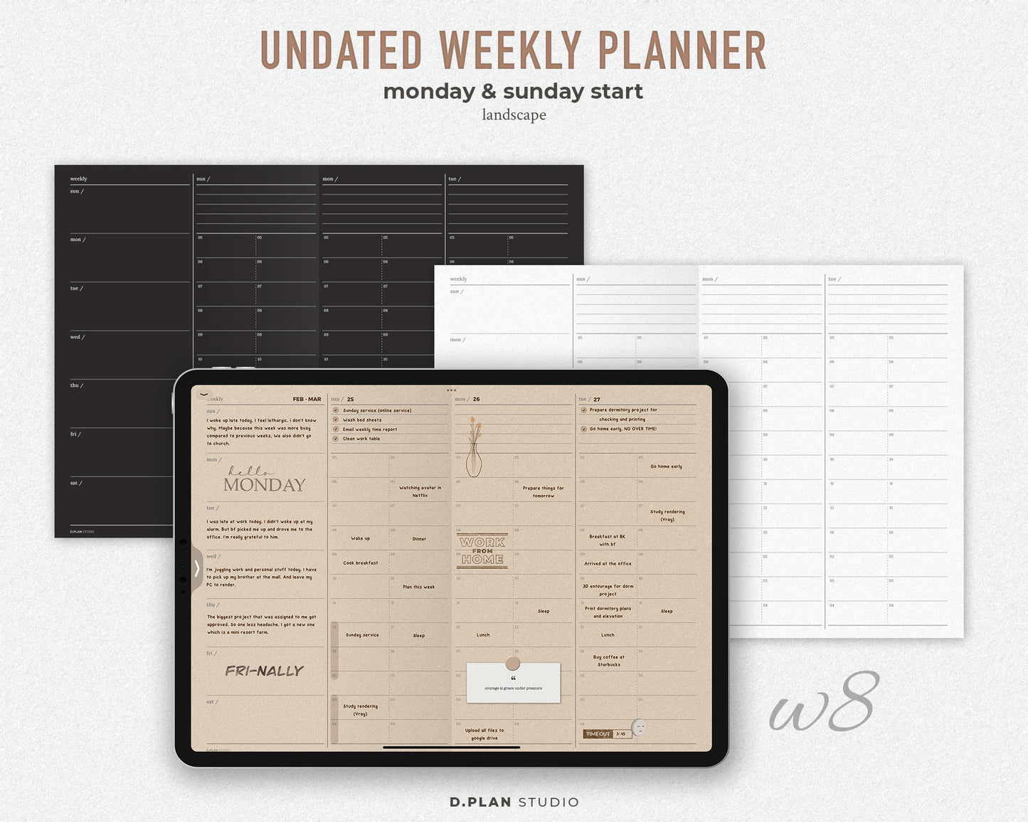 Undated Digital Weekly Planner - w8