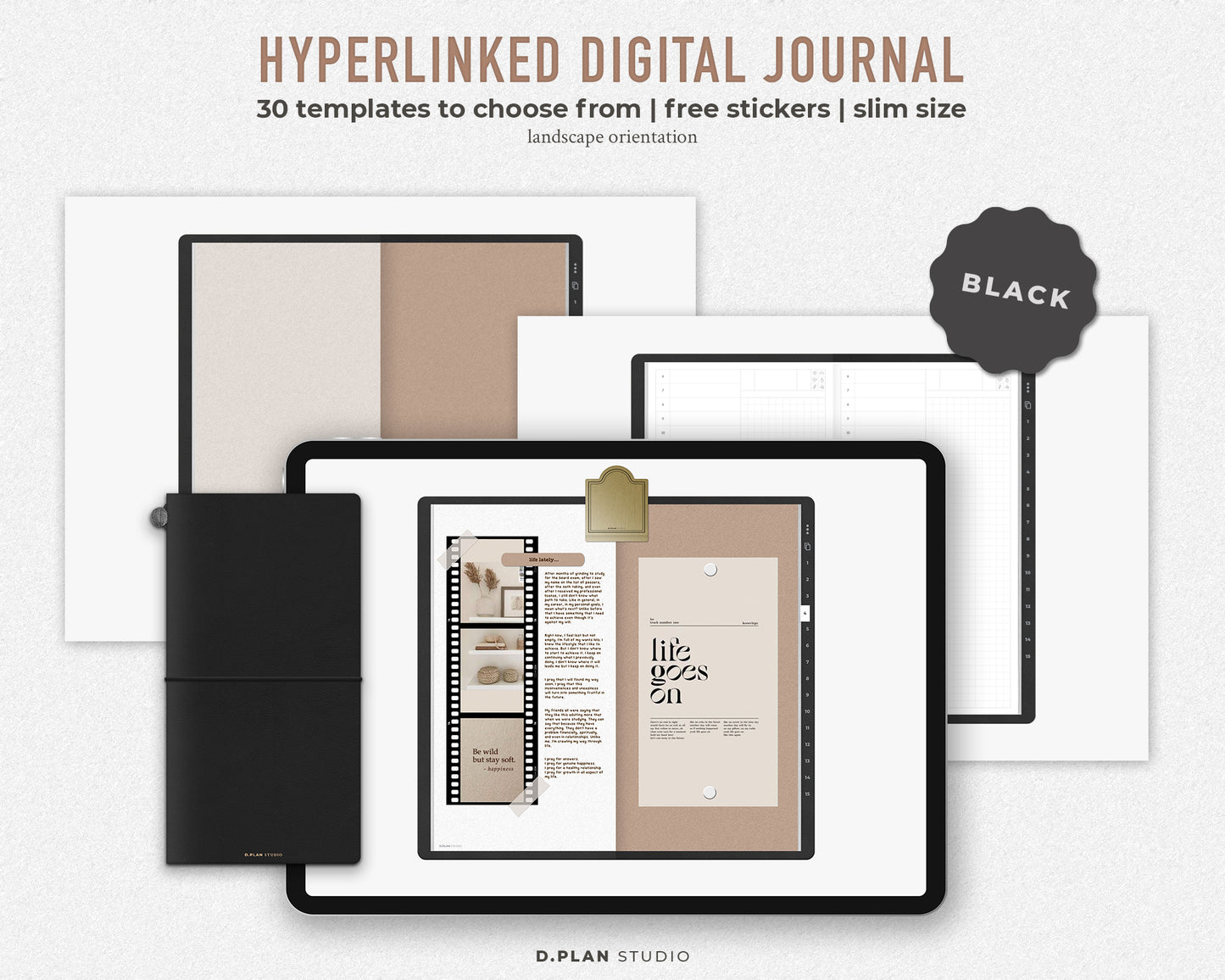 Hyperlinked Digital Journal Slim - Black