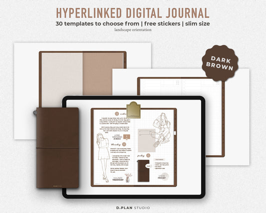 Hyperlinked Digital Journal Slim - Dark Brown