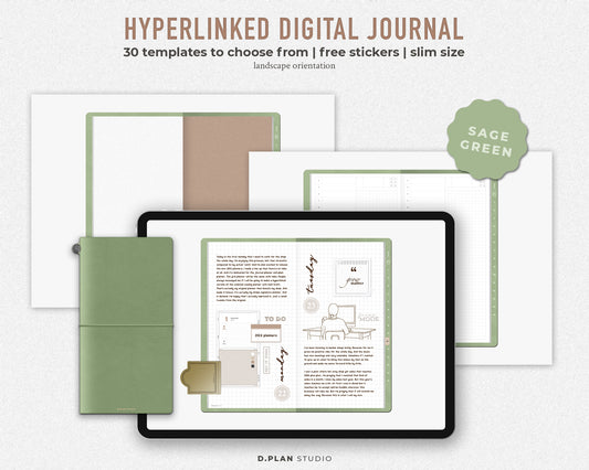 Hyperlinked Digital Journal Slim - Sage Green