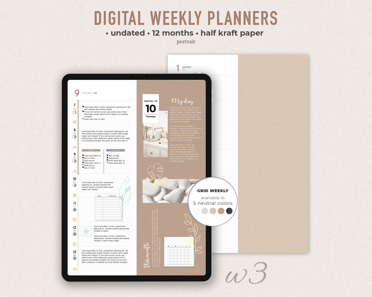 Undated Digital Weekly Planner - w3