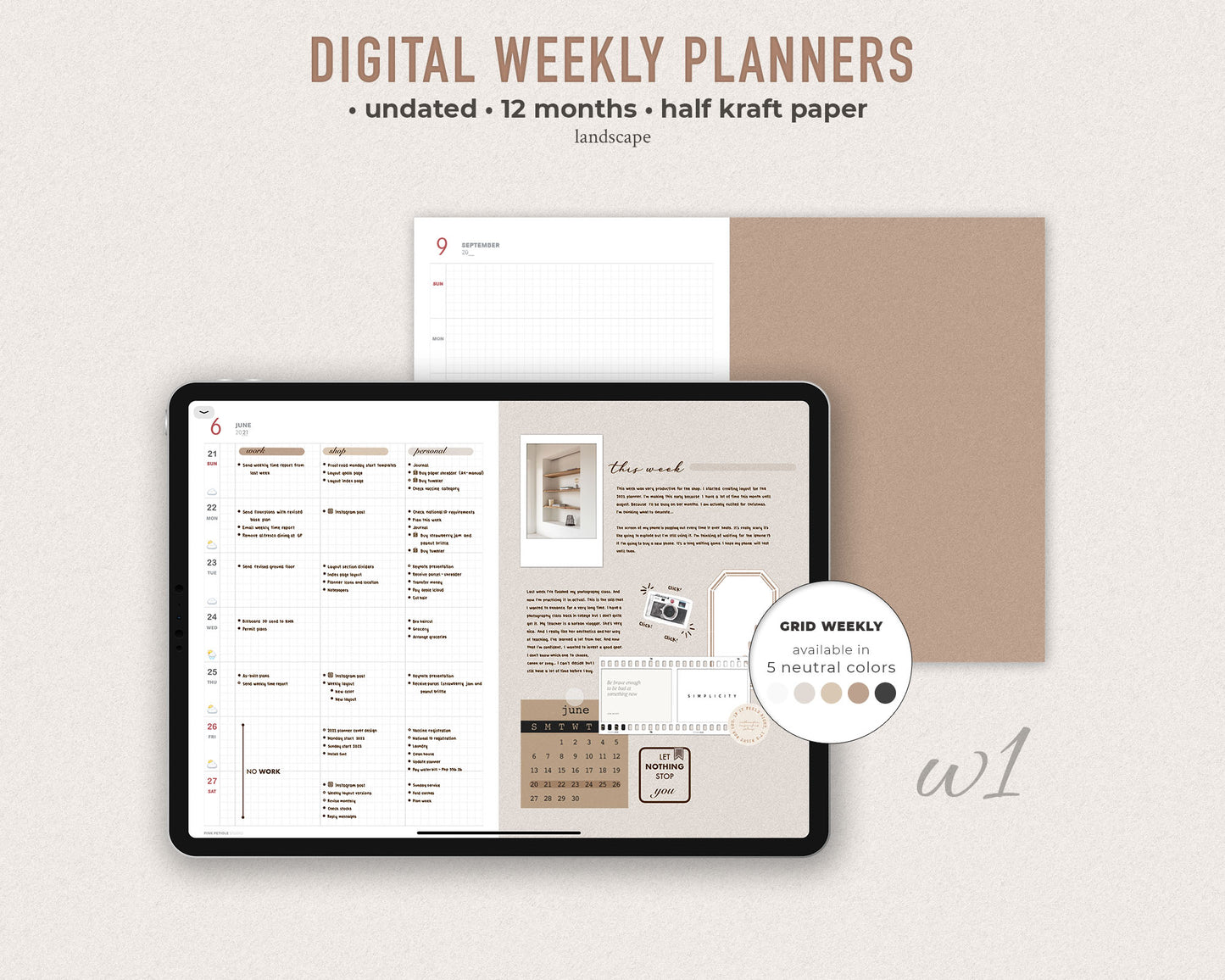 Undated Digital Weekly Planner - w1