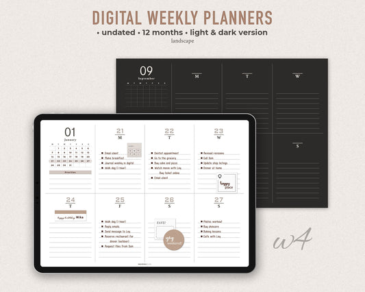 Undated Digital Weekly Planner - w4